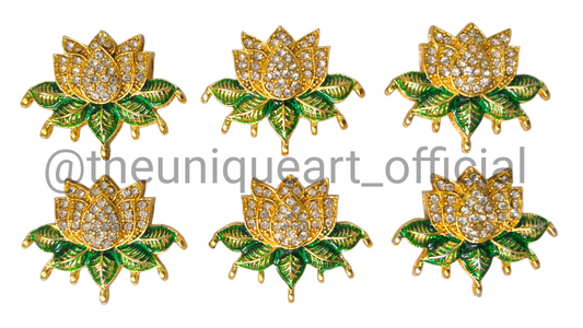 Green Lotus with Glass Chatons