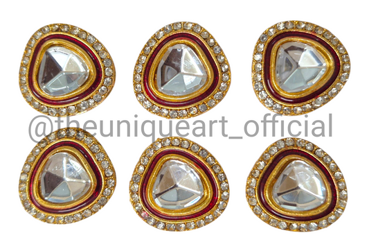 Curve Traingle Red With Glass Chatons