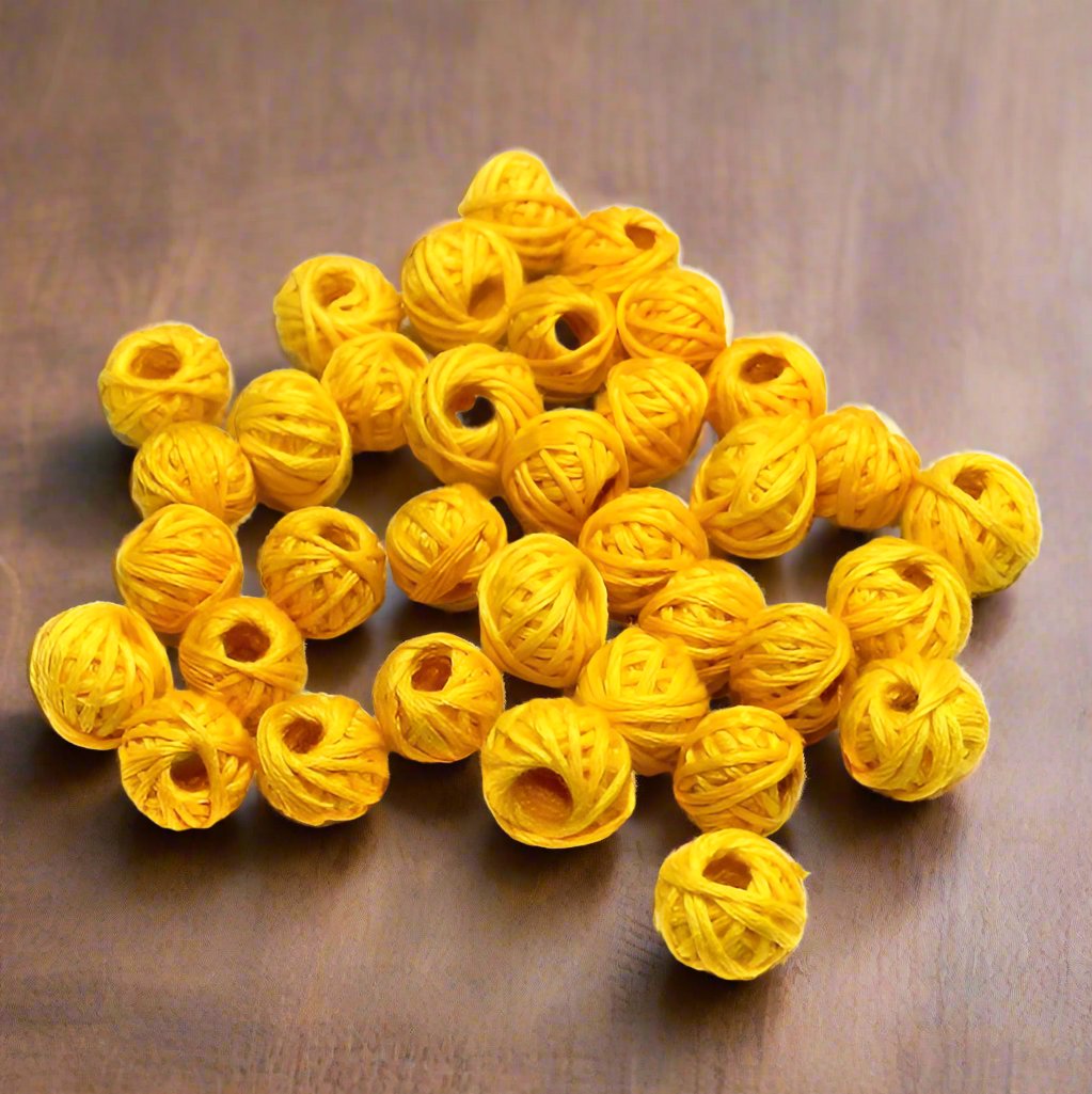 Golden Yellow Cotton Thread Beads (25Pcs)