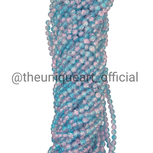 Multi L Blue & L Purple Crackle Glass Beads 8mm