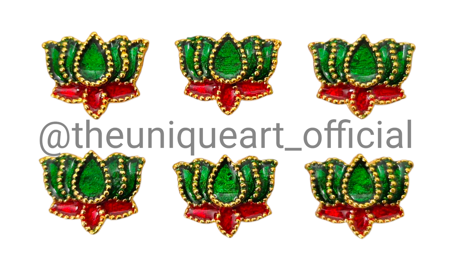 3D Dot Meena Lotus Green & Red  Leaf