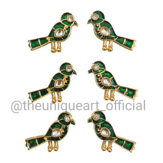Green Parrot Pair with Zircon