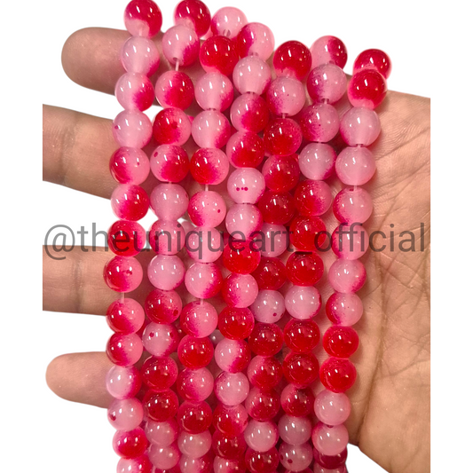 Red+White Jelly Beads 8mm