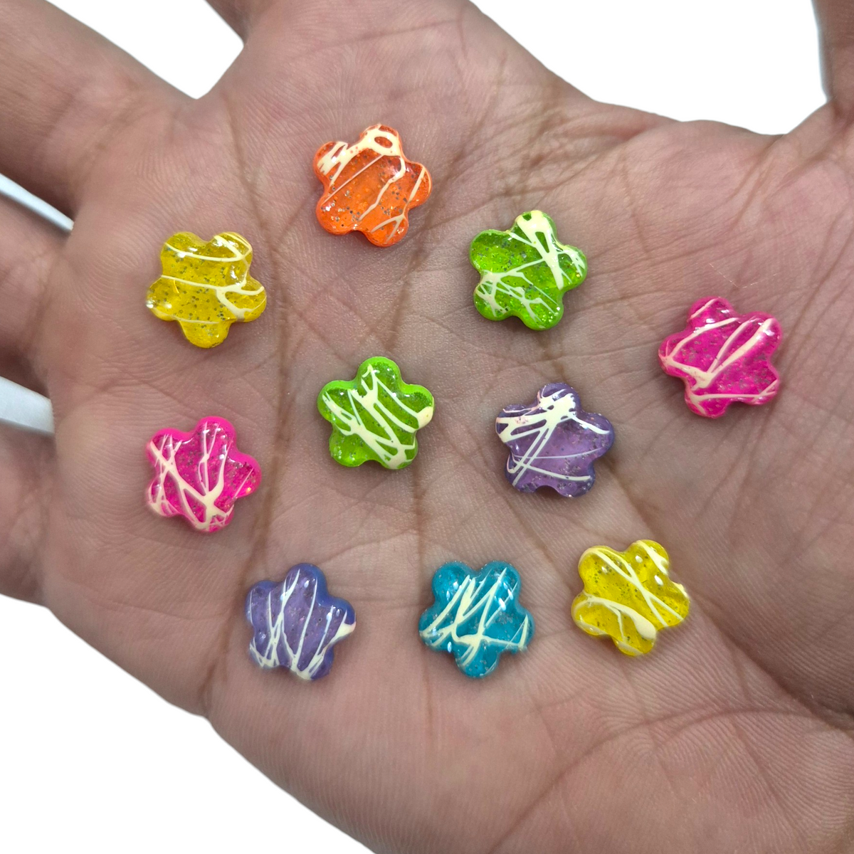 Splatter Flat Flower Beads (100pcs)