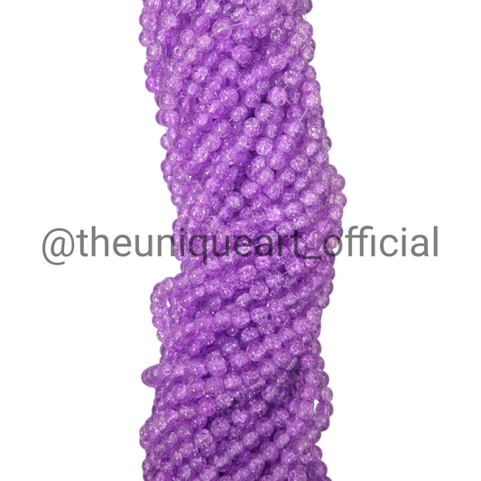 Purple Crackle Glass Beads 8mm