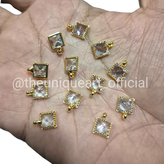 White AD Square Pendant with Loop 6x6mm