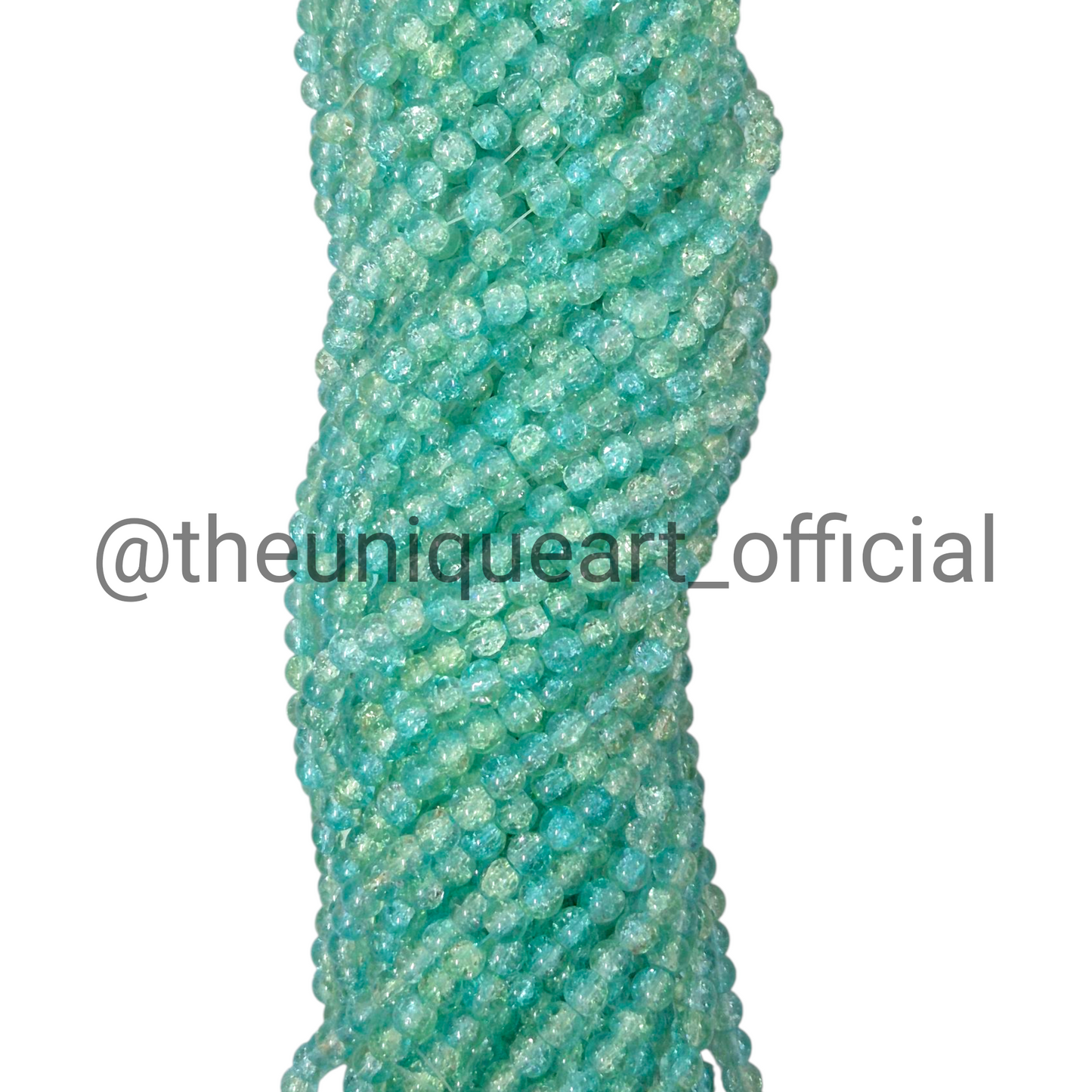 Multi Sea Green & Pastel Yellow Crackle Glass Beads 8mm