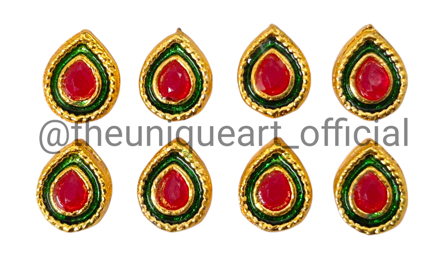 Green Meena Border with Rani Pink Stone
