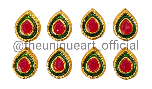 Green Meena Border with Rani Pink Stone