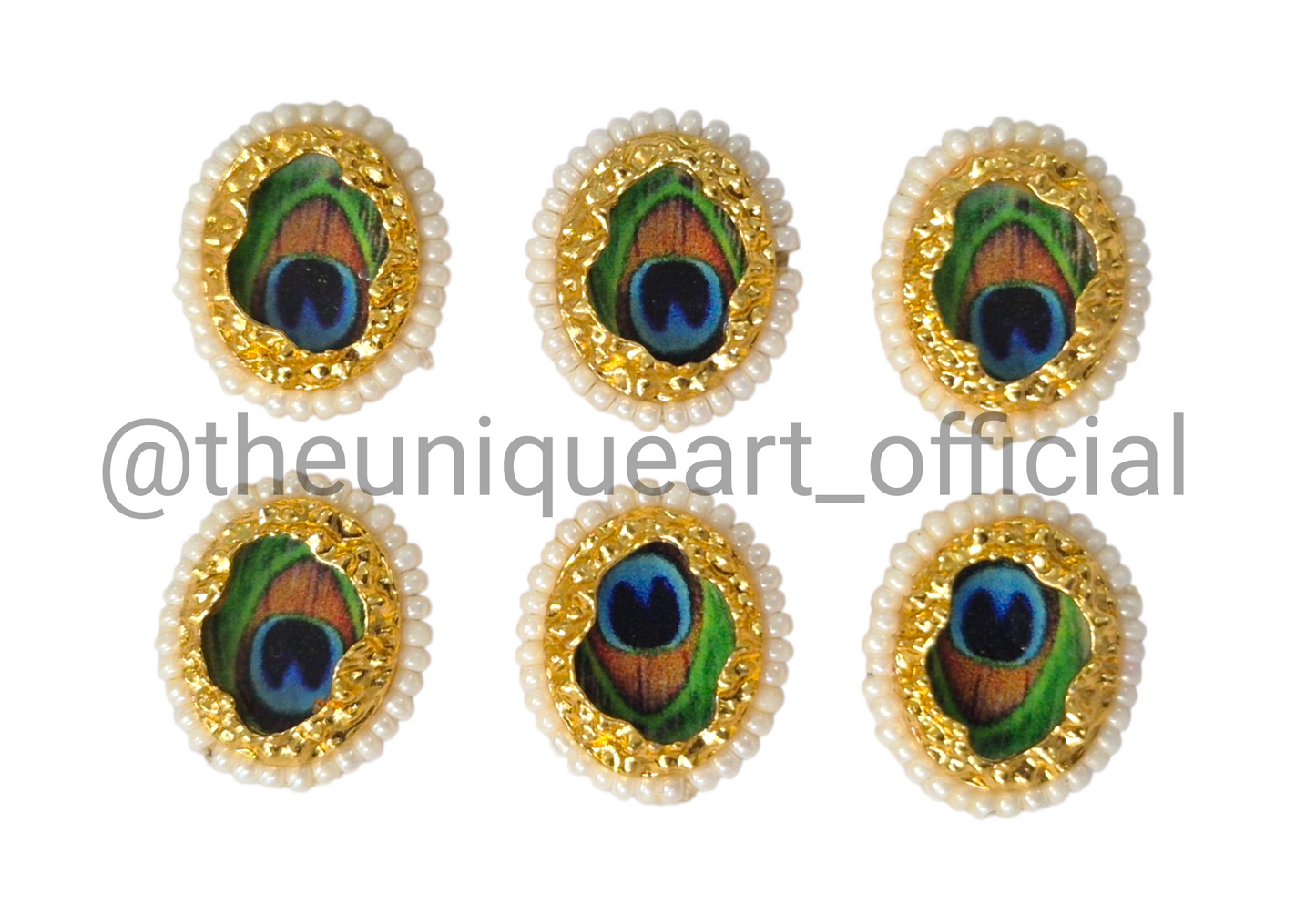 Peacock Gold Oval with Glass Beads