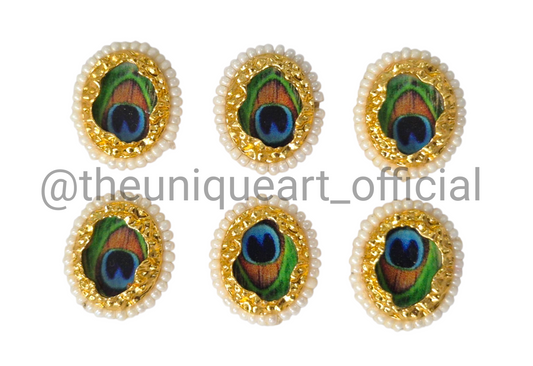 Peacock Gold Oval with Glass Beads