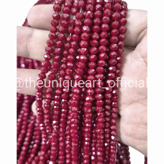 Maroon Opaque 4mm Crystal Beads