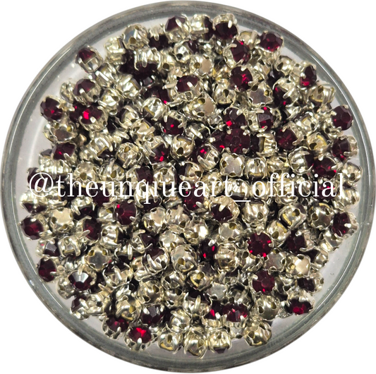 Maroon Small Round Clip Stones