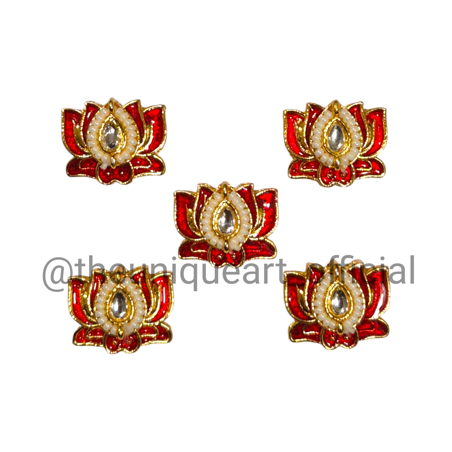 3D Lotus Red with Glass Beads 15mm