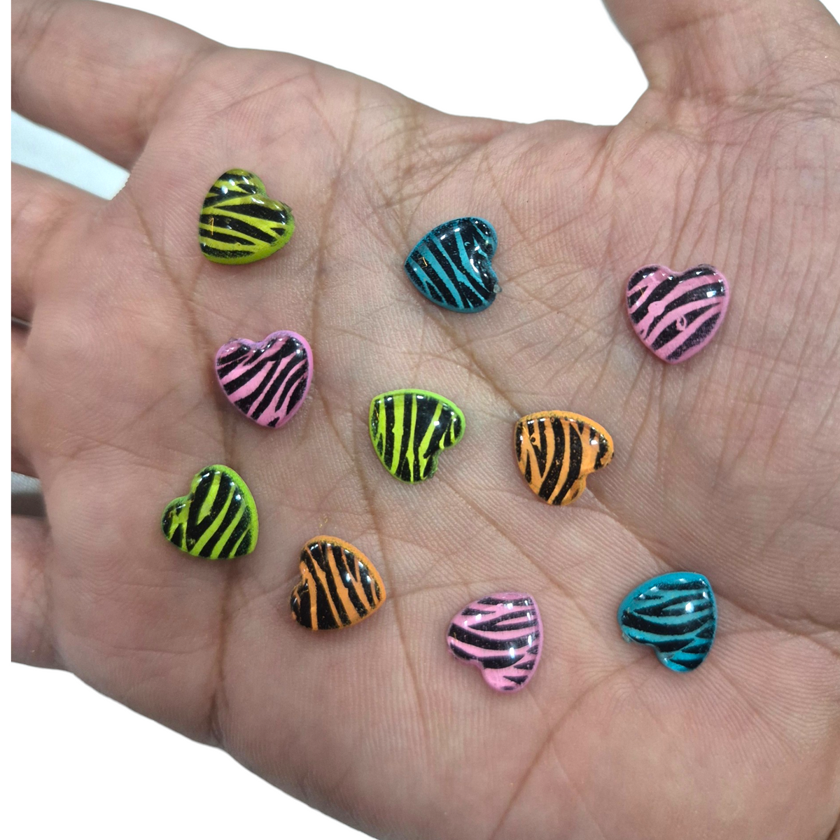 Splatter Flat Heart Beads (100pcs)
