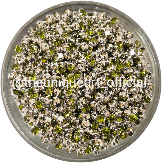 3mm Round Clip Stone Olive Green