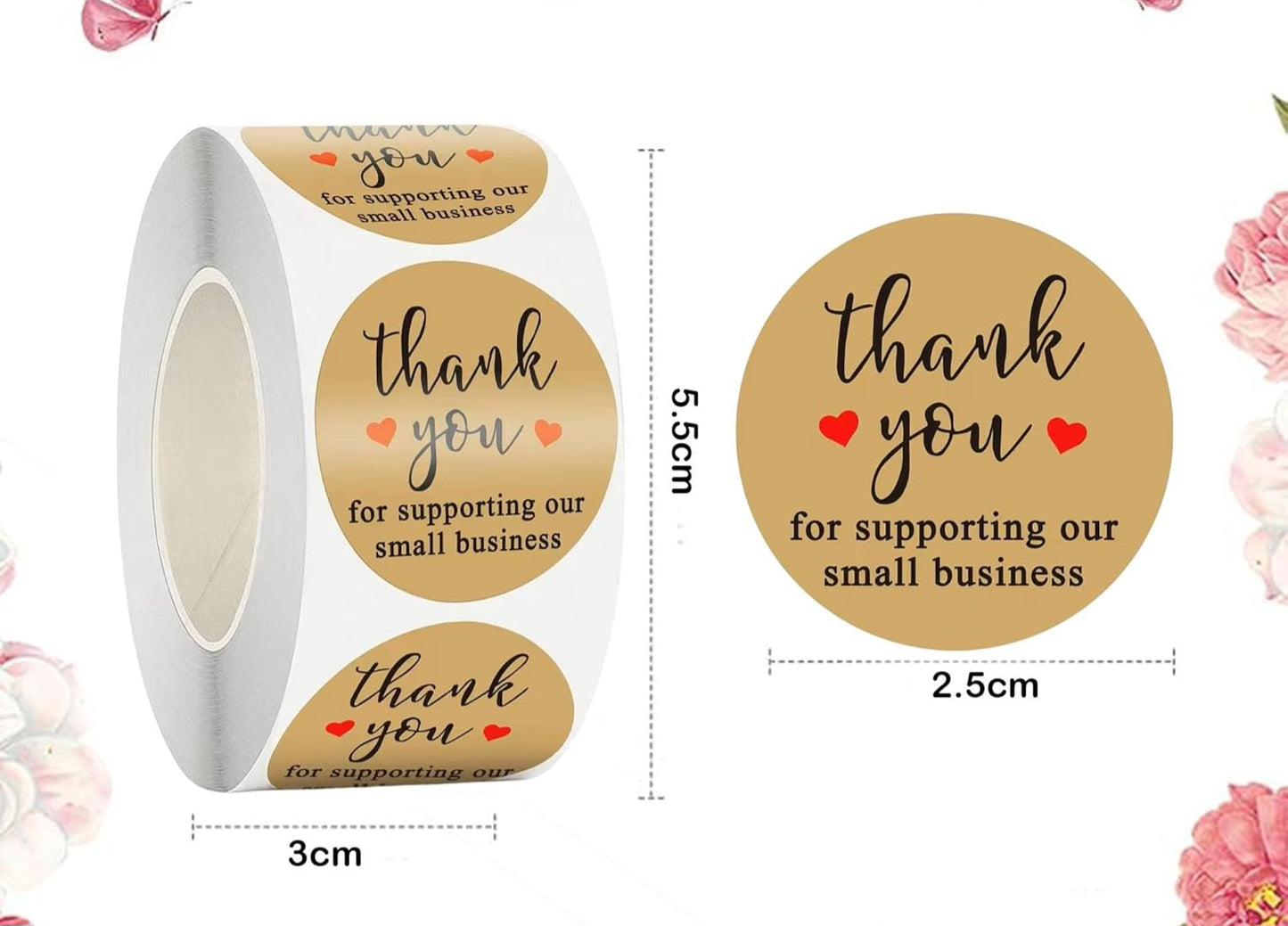 Thank You Stickers 500pcs Roll (D2)