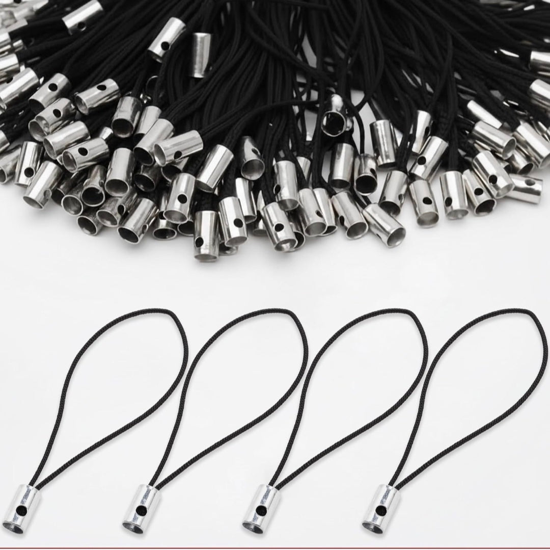 Phone Charm Thread Loop Connectors Black Nylon Phone Lanyard String for DIY Phone