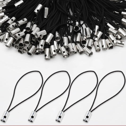 Phone Charm Thread Loop Connectors Black Nylon Phone Lanyard String for DIY Phone