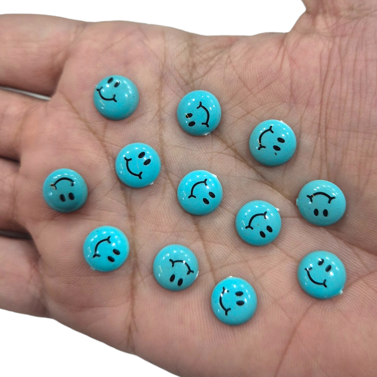 Splatter Flat Smiley Round Beads (100pcs)