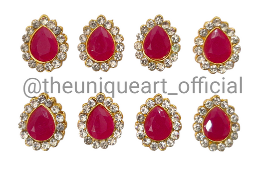Ruby Rani Drop With Border Zircon Stone