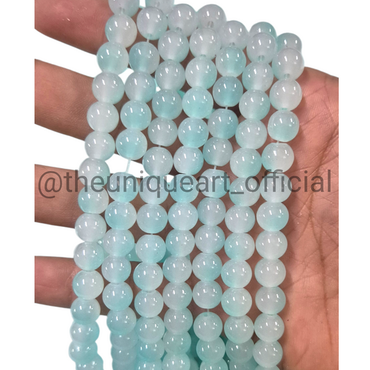 SeaGreen+White Jelly Beads 8mm