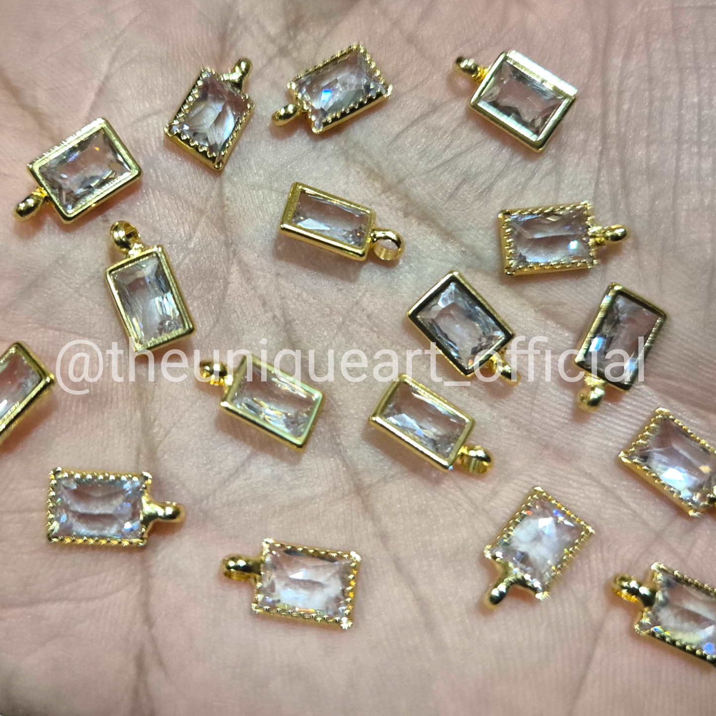 White AD Rectangle Pendant with Loop 5x7mm