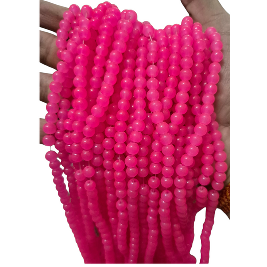 6mm Peachish Pink Glass Jelly Beads