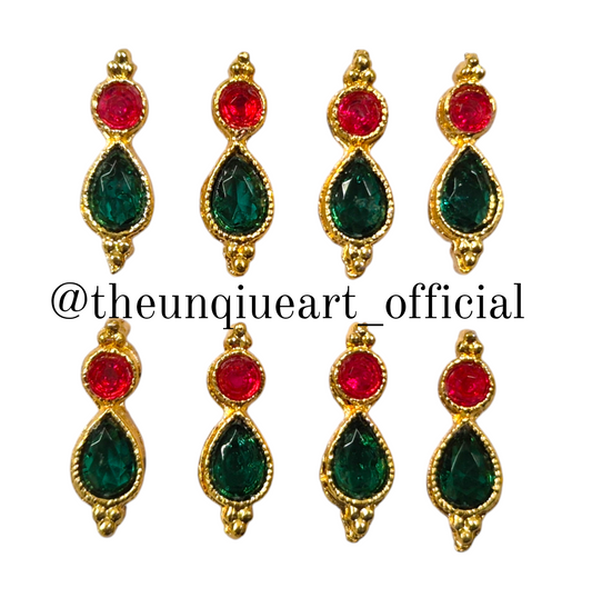 Two Loop Drop Ruby Green & Round Ruby Red