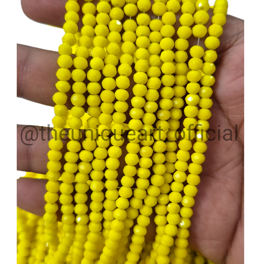 Yellow Opaque 4mm Crystal Beads