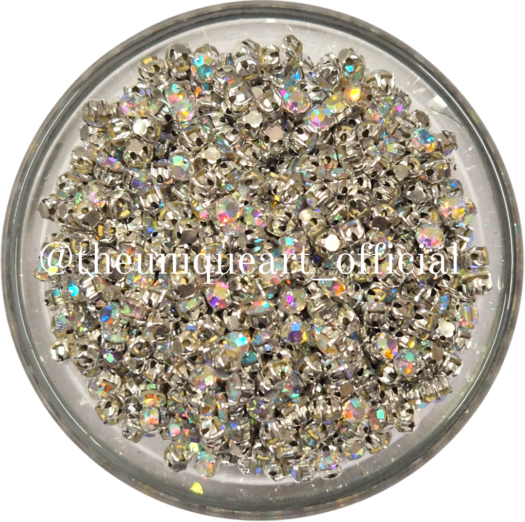 3mm Round Clip Stone Rainbow