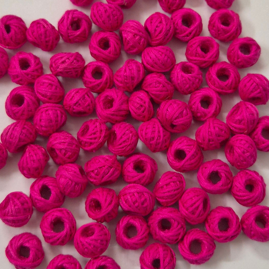 Rani Pink Cotton Thread Beads (25Pcs)