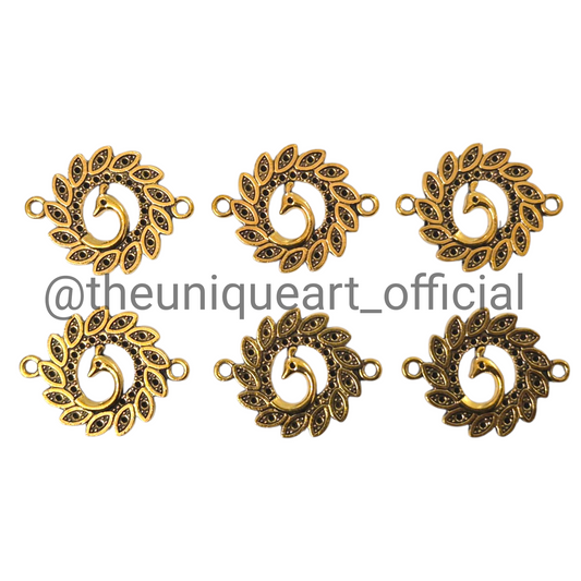 Peacock Curve D15 Gold Charm (20x25mm)
