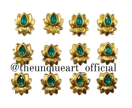 10 Petal Lotus Green & Gold